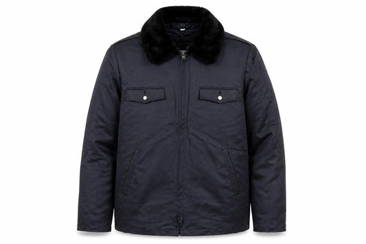 Front view of Blauer Men's Black 42 Regular Bomber Jacket with Faux Fur Collar