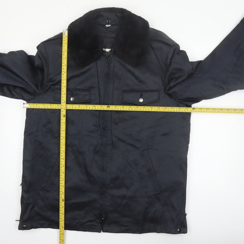 Blauer Men's Black 42 Regular Bomber Jacket with Faux Fur Collar