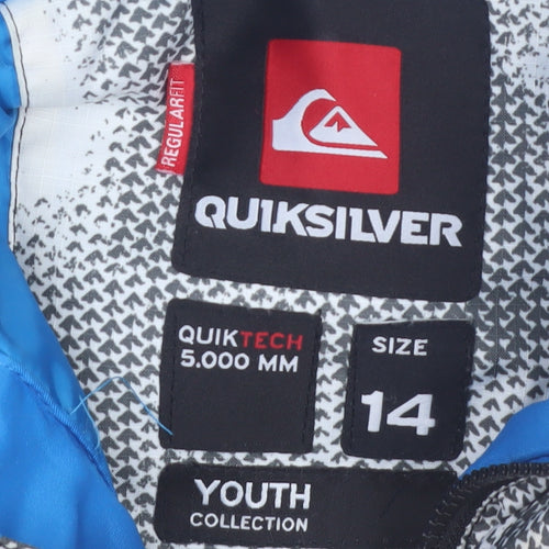 Quiksilver Teens Grey Ski Jacket Faux Fur Hooded Size 14 Waterproof