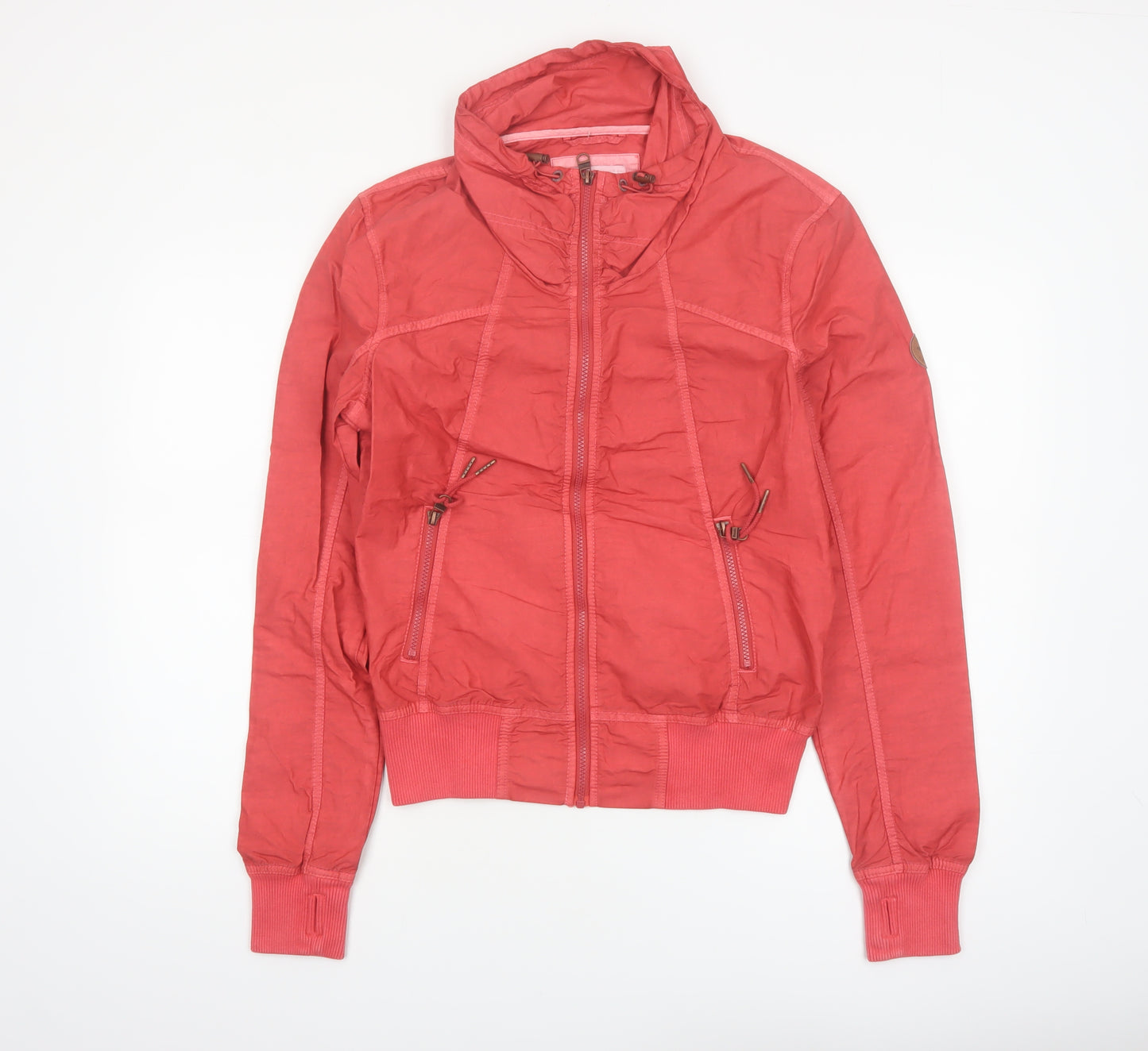 Bench Womens Pink Bomber Jacket Size L Hooded Full Zip Casual