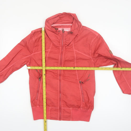 Bench Womens Pink Bomber Jacket Size L Hooded Full Zip Casual
