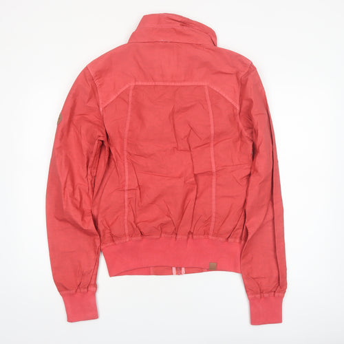 Bench Womens Pink Bomber Jacket Size L Hooded Full Zip Casual
