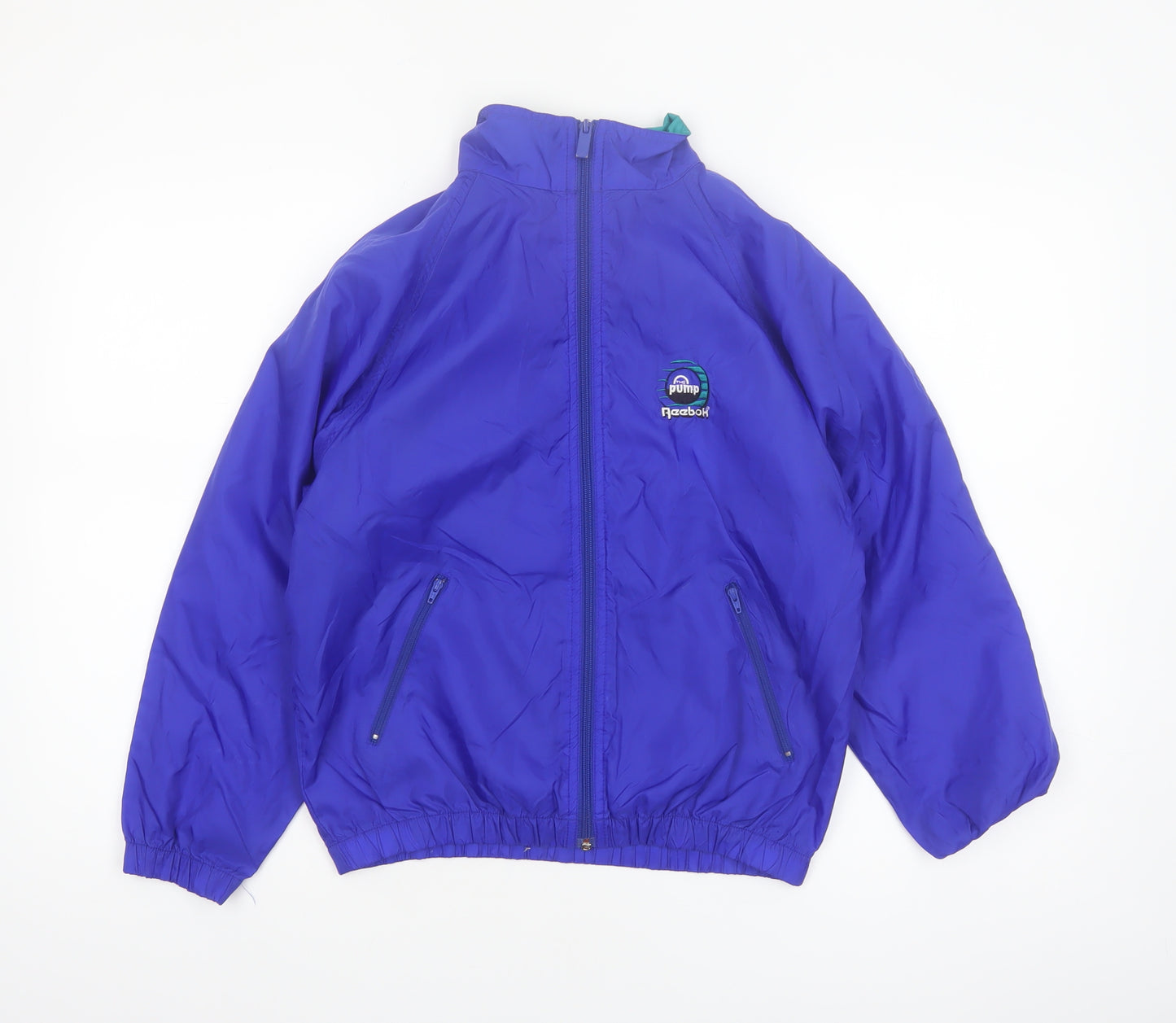 Reebok Womens Blue M 90s Windbreaker Nylon Jacket