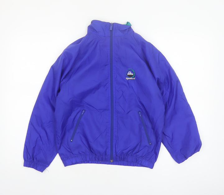 Reebok Womens Blue M 90s Windbreaker Nylon Jacket