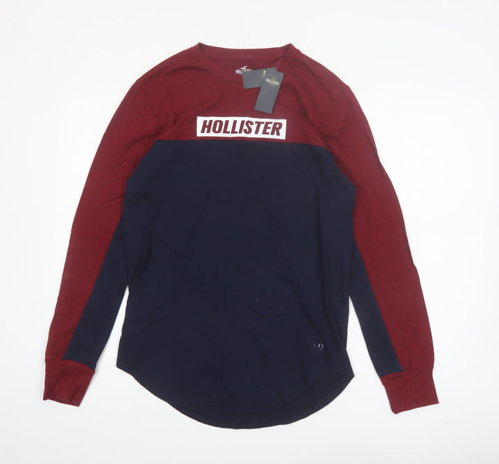 Hollister Men’s Multicolour Long Sleeve Cotton Crew Neck Top Size S