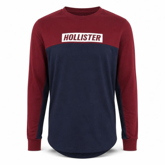Front view of Hollister Men’s Multicolour Long Sleeve Cotton Crew Neck Top, size S