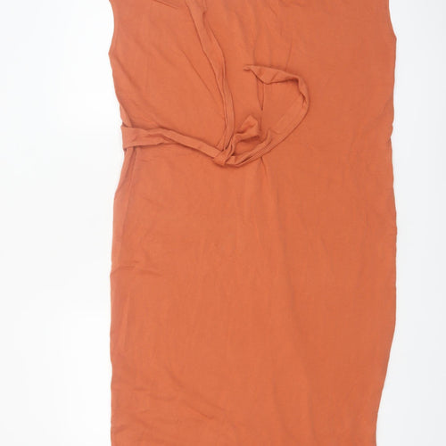 Next Women Orange Cotton Belted T-Shirt Dress Size 10
