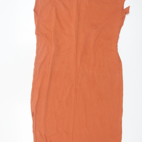 Next Women Orange Cotton Belted T-Shirt Dress Size 10