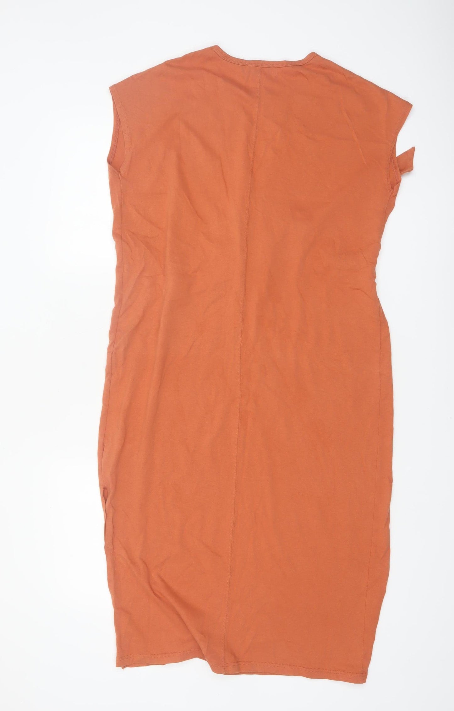 Next Women Orange Cotton Belted T-Shirt Dress Size 10