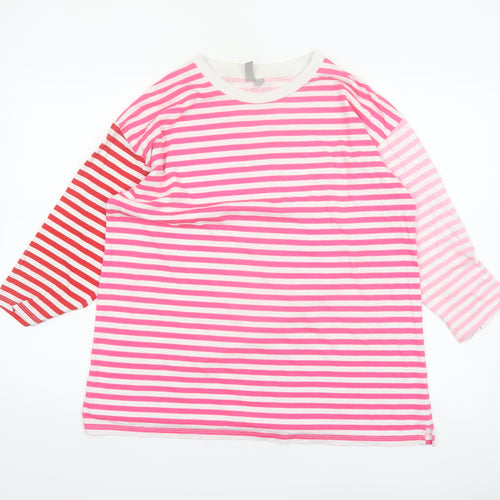 ASOS Women’s Multicoloured Striped 3/4 Sleeve Cotton T-Shirt Size 8