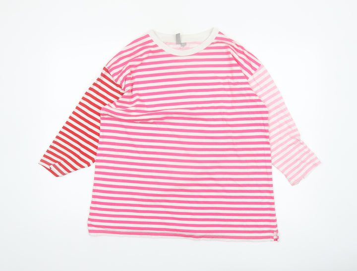 ASOS Women’s Multicoloured Striped 3/4 Sleeve Cotton T-Shirt Size 8