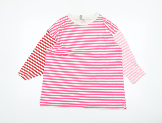 ASOS Women’s Multicoloured Striped 3/4 Sleeve Cotton T-Shirt Size 8