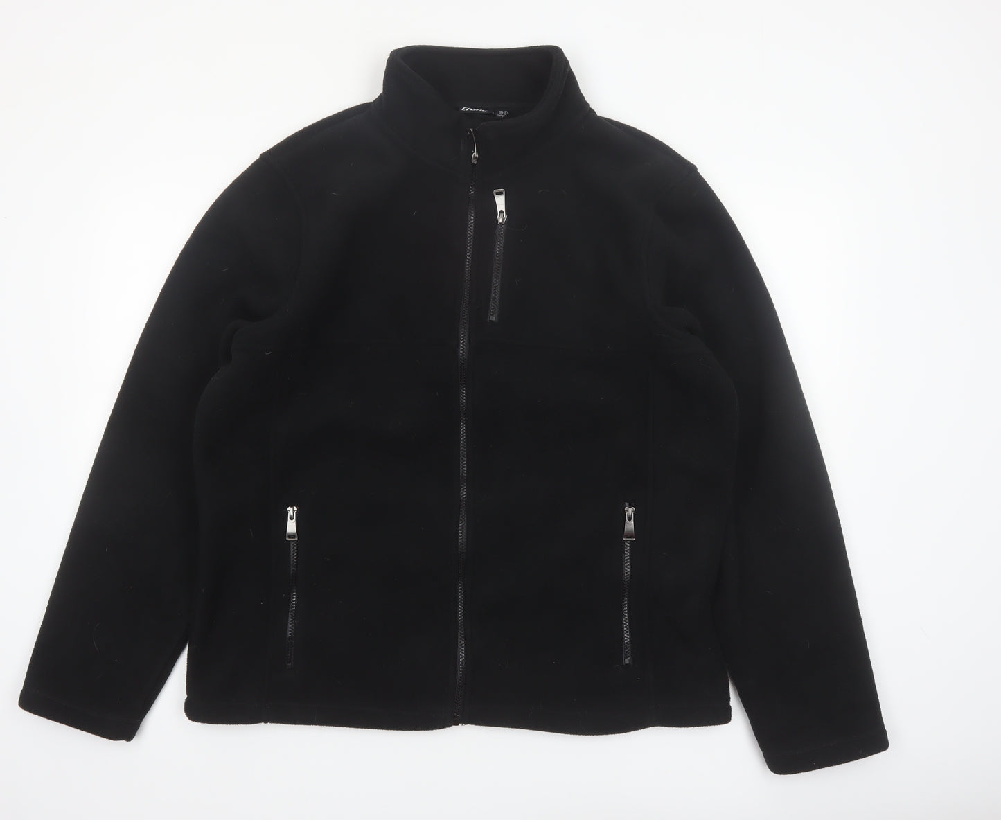 Crane Men's Black Fleece Full Zip Jacket Size L Regular Fit