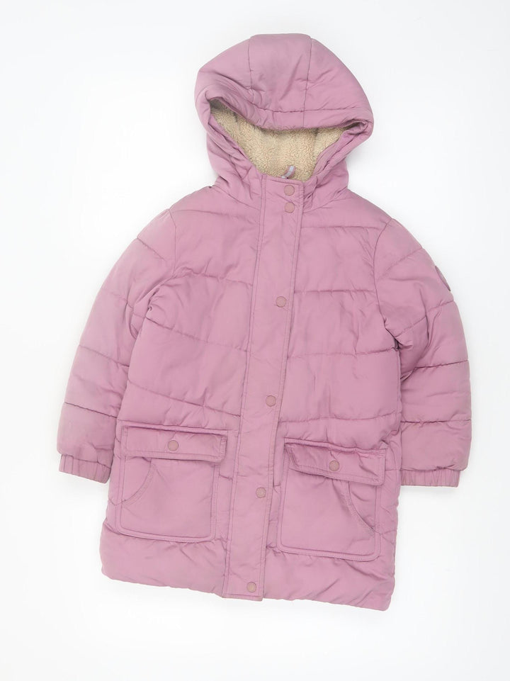 FatFace Girls Pink Hooded Puffer Coat 5-6 Years Winter Lined Jacket