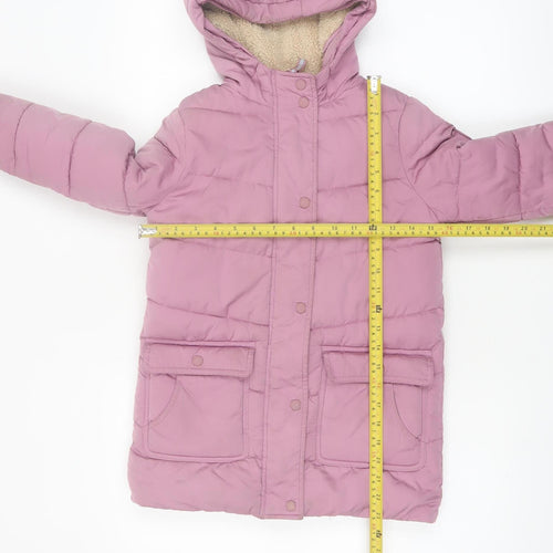 FatFace Girls Pink Hooded Puffer Coat 5-6 Years Winter Lined Jacket