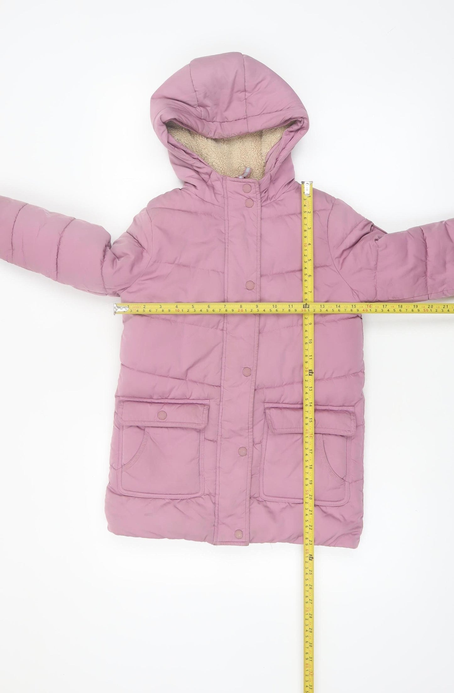 FatFace Girls Pink Hooded Puffer Coat 5-6 Years Winter Lined Jacket