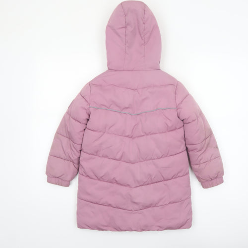 FatFace Girls Pink Hooded Puffer Coat 5-6 Years Winter Lined Jacket