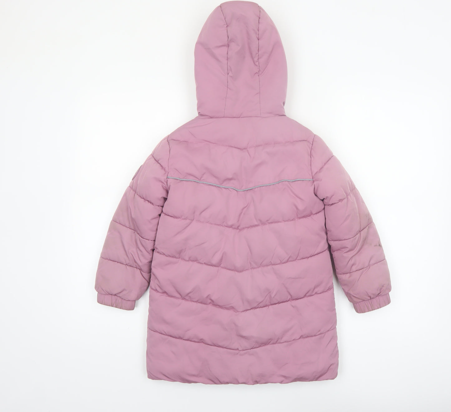 FatFace Girls Pink Hooded Puffer Coat 5-6 Years Winter Lined Jacket