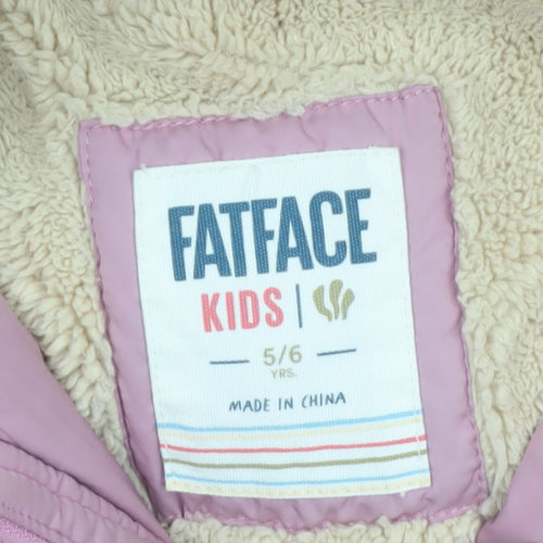 FatFace Girls Pink Hooded Puffer Coat 5-6 Years Winter Lined Jacket