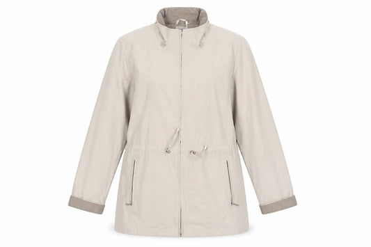 Front view of Debenhams Classics Women’s Beige Mid-Length Rain Coat, size UK 10
