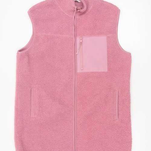 Tu Women Pink Fleece Bodywarmer Waistcoat Size 16 Zip Pockets