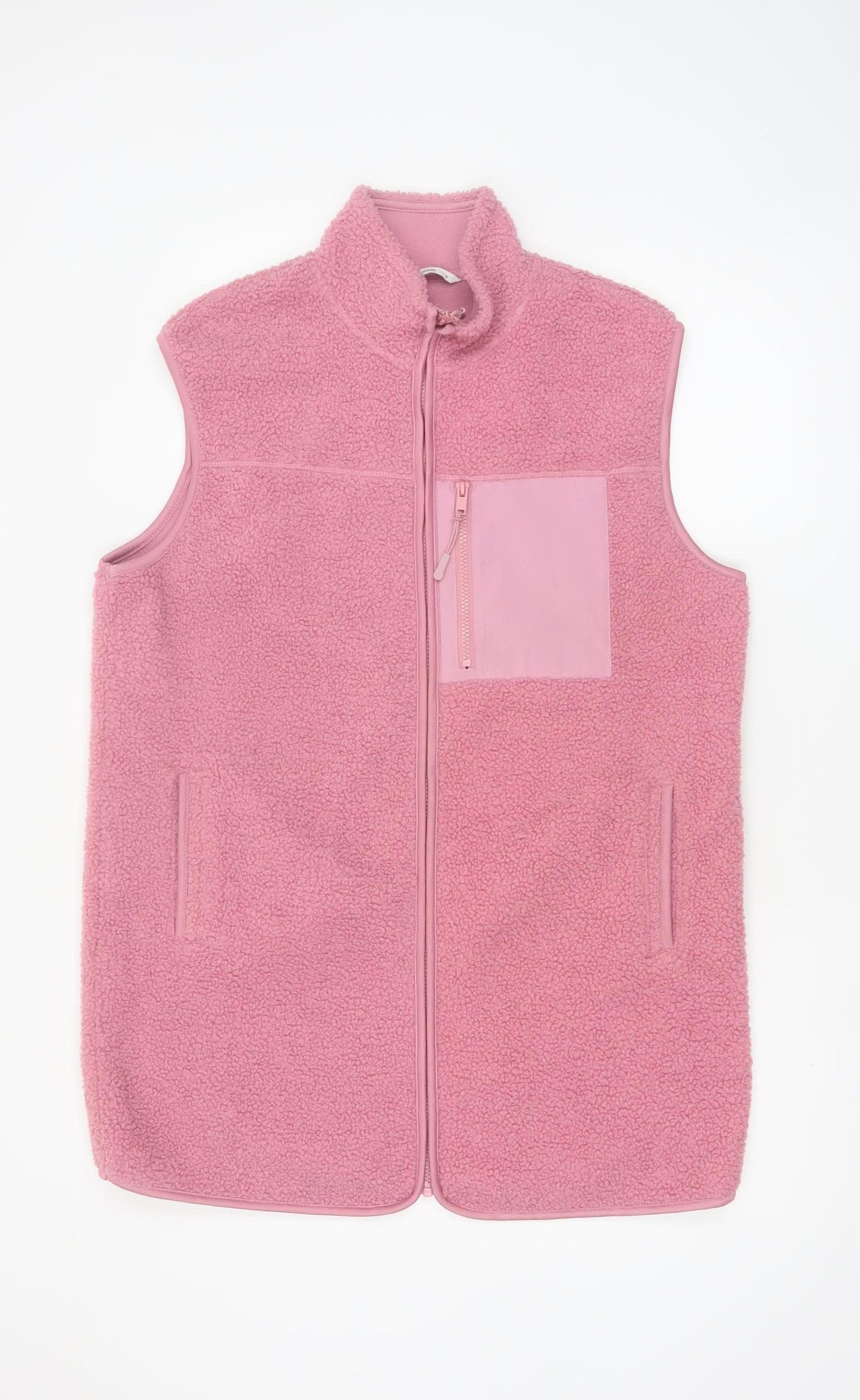 Tu Women Pink Fleece Bodywarmer Waistcoat Size 16 Zip Pockets