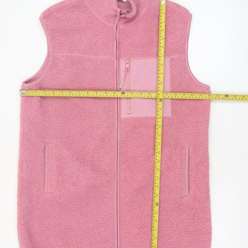 Tu Women Pink Fleece Bodywarmer Waistcoat Size 16 Zip Pockets