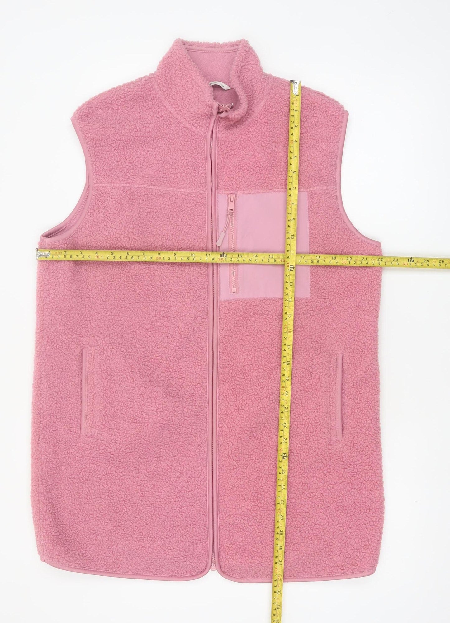 Tu Women Pink Fleece Bodywarmer Waistcoat Size 16 Zip Pockets