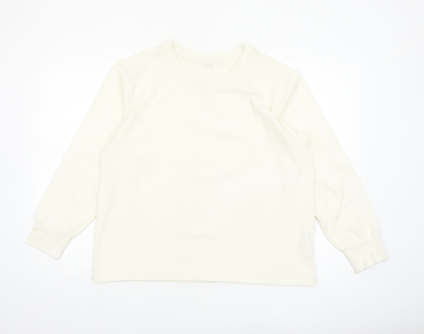UNIQLO Women Ivory Long Sleeve Basic Stretch T-Shirt Size 2XL