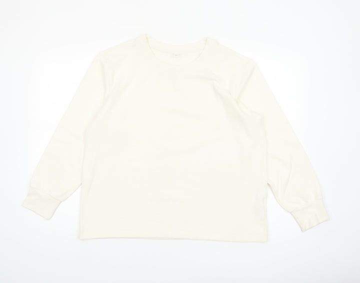 UNIQLO Women Ivory Long Sleeve Basic Stretch T-Shirt Size 2XL