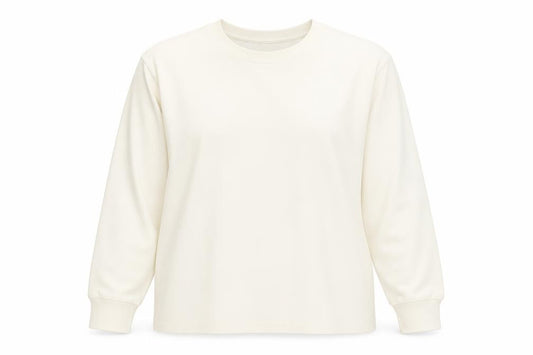 Front view of Uniqlo Women Ivory Long Sleeve Basic Stretch T-Shirt, size 2XL