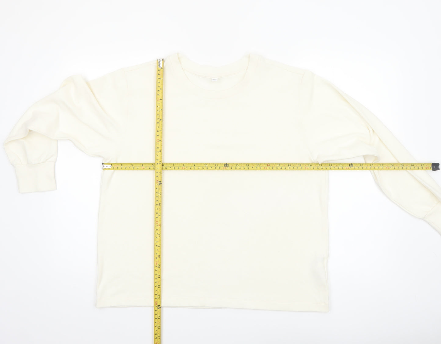 UNIQLO Women Ivory Long Sleeve Basic Stretch T-Shirt Size 2XL