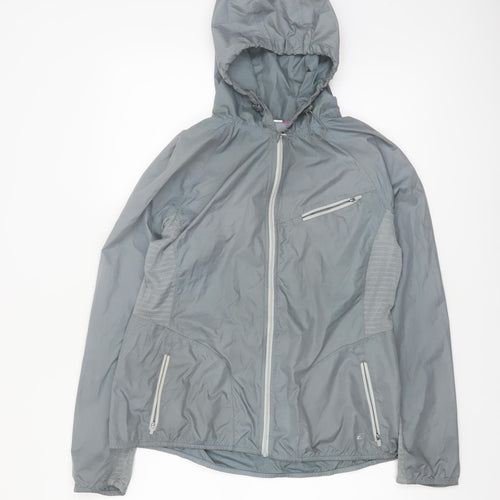 Layer 8 Women’s Grey Hooded Windbreaker Jacket M Lightweight