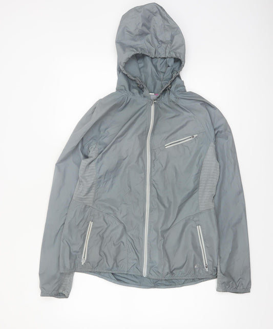 Layer 8 Women’s Grey Hooded Windbreaker Jacket M Lightweight
