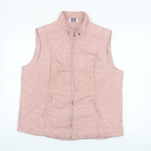 Classic Women Pink Quilted Waistcoat Size 16 Lightweight Zip Gilet