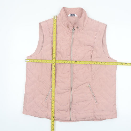 Classic Women Pink Quilted Waistcoat Size 16 Lightweight Zip Gilet