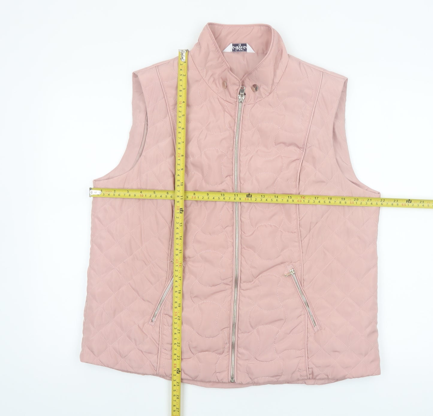 Classic Women Pink Quilted Waistcoat Size 16 Lightweight Zip Gilet