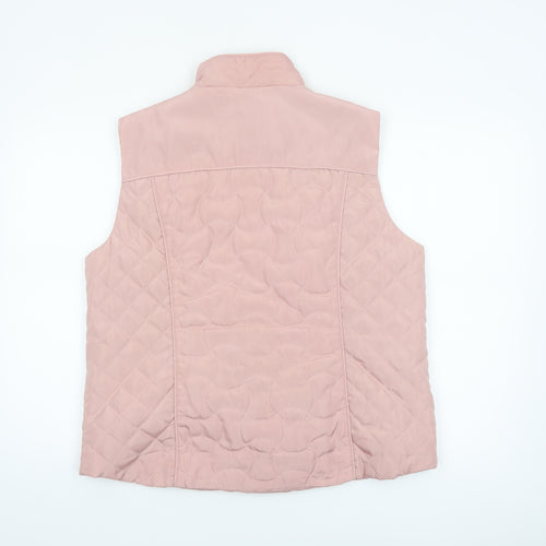 Classic Women Pink Quilted Waistcoat Size 16 Lightweight Zip Gilet