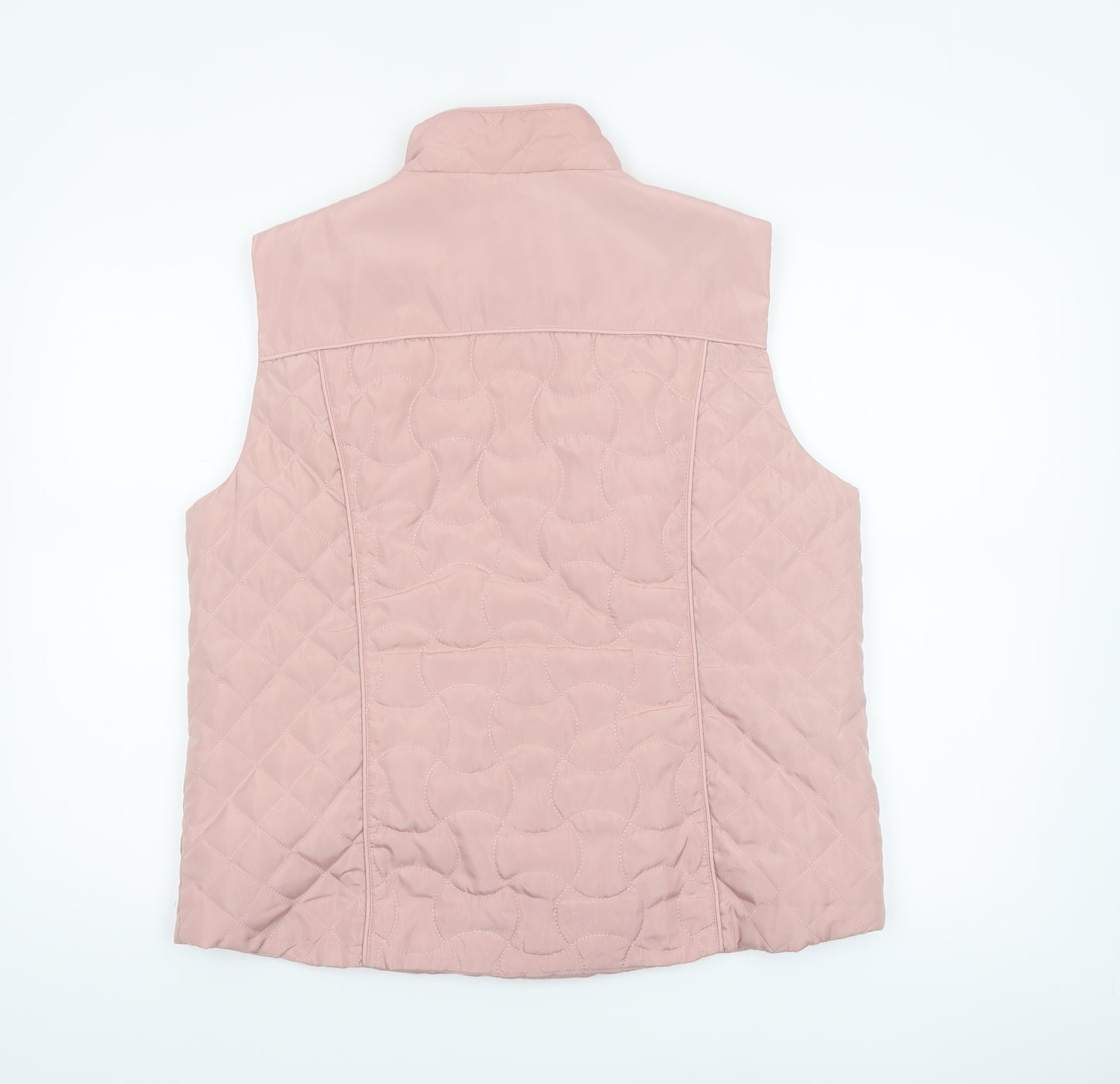 Classic Women Pink Quilted Waistcoat Size 16 Lightweight Zip Gilet