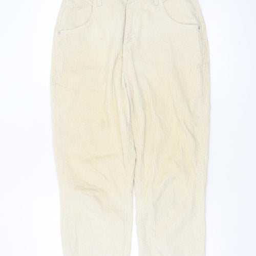 River Island Women Beige Corduroy Trousers Size 10 Regular Straight Cotton