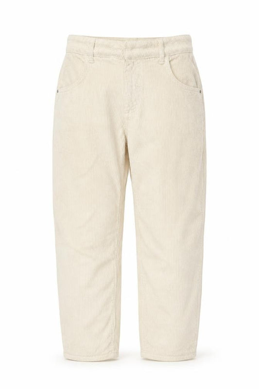 Front view of River Island Women Beige Corduroy Trousers, size 10, Regular Straight Cotton