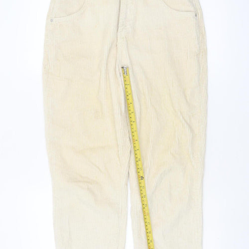 River Island Women Beige Corduroy Trousers Size 10 Regular Straight Cotton