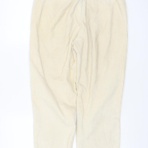 River Island Women Beige Corduroy Trousers Size 10 Regular Straight Cotton