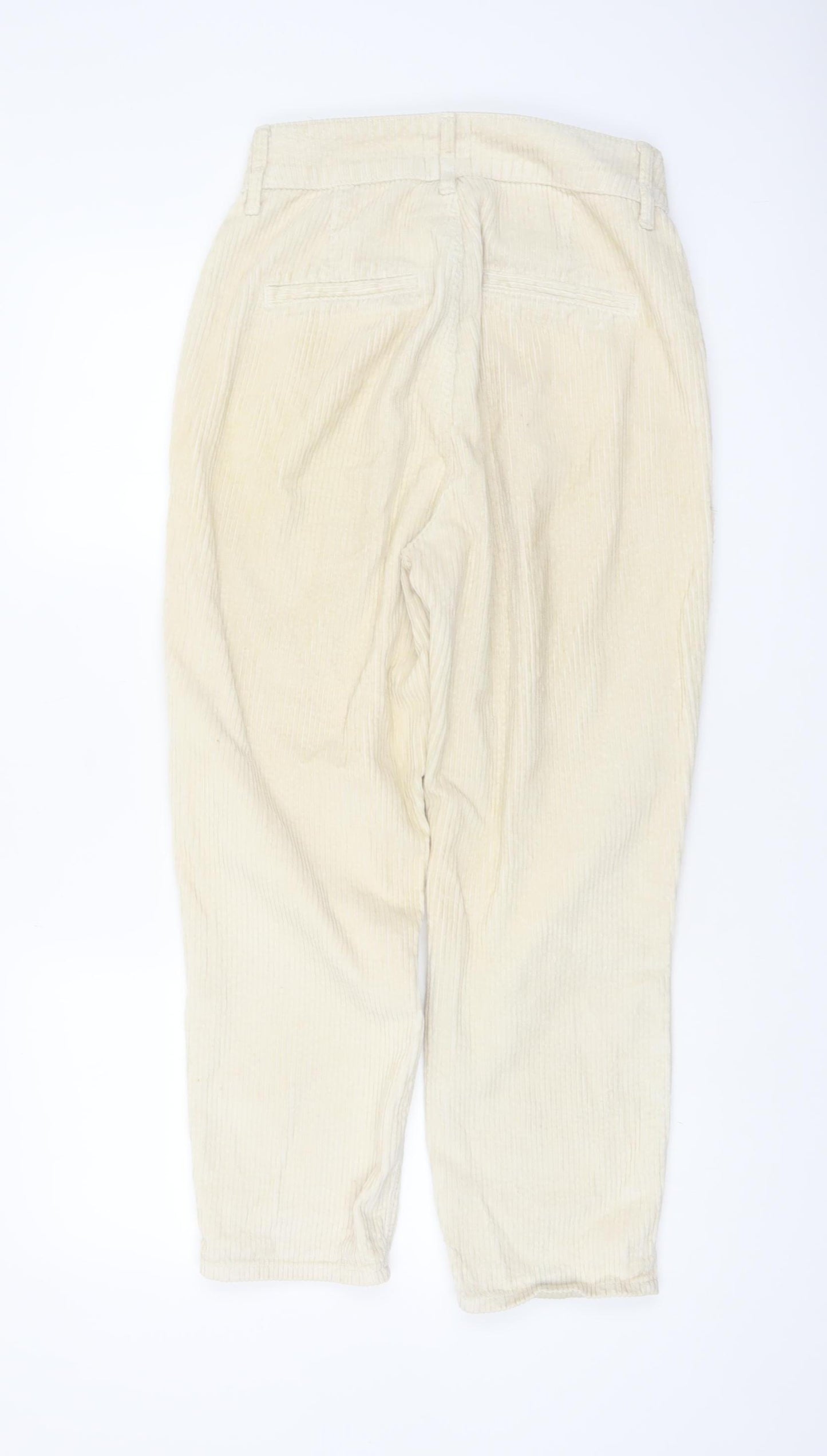 River Island Women Beige Corduroy Trousers Size 10 Regular Straight Cotton