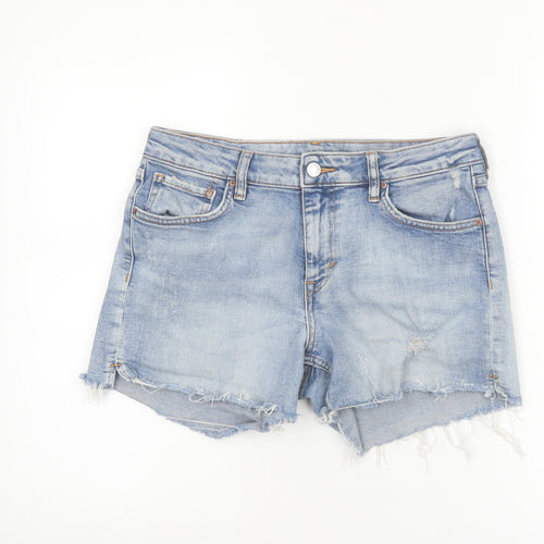 &Denim Womens Blue Size 8 Cut-Off Stretch Denim Shorts
