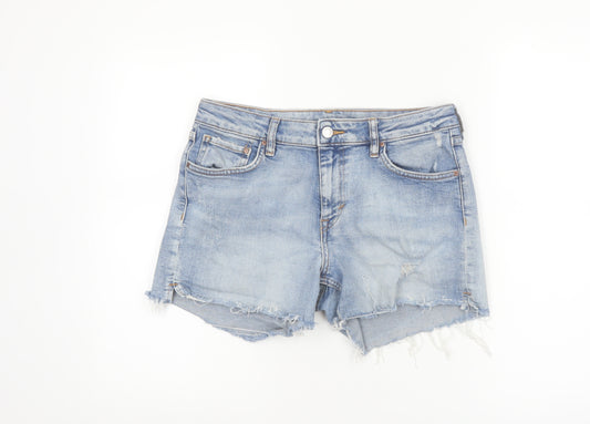 &Denim Womens Blue Size 8 Cut-Off Stretch Denim Shorts