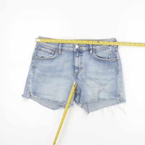 &Denim Womens Blue Size 8 Cut-Off Stretch Denim Shorts