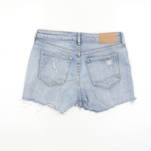 &Denim Womens Blue Size 8 Cut-Off Stretch Denim Shorts