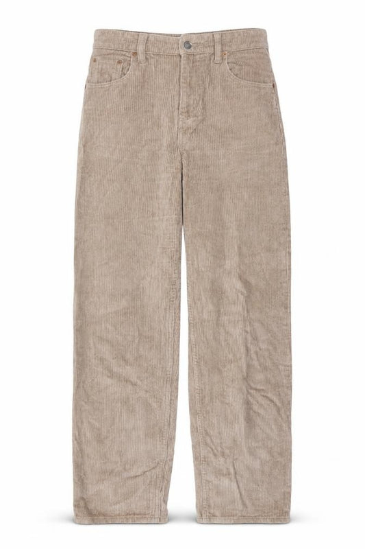 Front view of Motel Rocks Women’s Beige Corduroy Chino Straight Trousers, size S