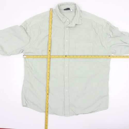 ASOS DESIGN Men's Green Corduroy Button-Up Shirt Long Sleeve Size L